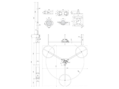 Dimensional drawing 1 DEHN FM D40 L4700  819680 Interception rod with tripod FM D40 L4700 819680
