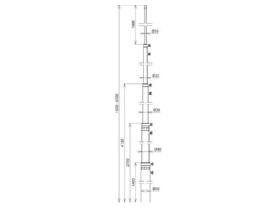 Dimensional drawing 1 DEHN FS T D50 5500 6500AL Interception rod
