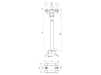 Dimensional drawing 1 DEHN LH ZS 18 EX  275462 Holder for lightning protection LH ZS 18 EX 275462
