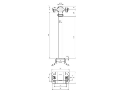 Dimensional drawing 2 DEHN LH ZS 18 EX  275462 Holder for lightning protection LH ZS 18 EX 275462