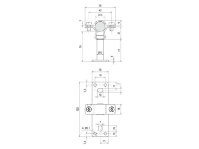 Dimensional drawing 1 DEHN LH ZS 18 EX W55BPV2A Holder for lightning protection
