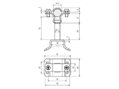 Dimensional drawing 2 DEHN LH ZS 18 EXP55SBBV2A Holder for lightning protection