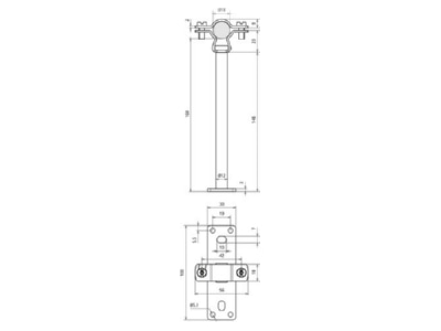 Dimensional drawing 1 DEHN LH ZS 18EXW160 BPV2A Holder for lightning protection
