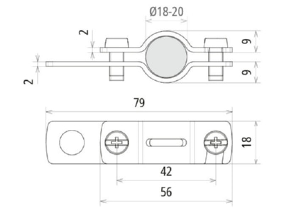 Dimensional drawing DEHN PAE 18 EX AB11 V2A Connecting element