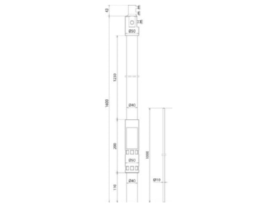 Dimensional drawing 1 DEHN SR D40 1600  105673 Support pipe for lightning protection SR D40 1600 105673
