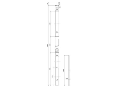 Dimensional drawing 1 DEHN SR D40 2400  105678 Support pipe for lightning protection SR D40 2400 105678
