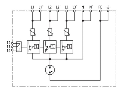 Circuit diagram DEHN DCU EMOB 2 16 Surge protection for power supply
