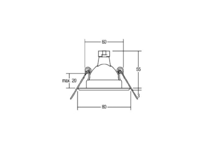 Dimensional drawing Brumberg 00320207 Downlight spot floodlight 1x50W