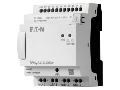 View left 2 Eaton EASY E4 UC 12RCX1 Logic module 8 In   4 Out
