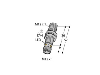 Masszeichnung Turck Bi3U M12 AP6X H1141 Sensor induktiv uprox
