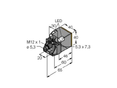 Dimensional drawing Turck NI50U QV40AP6X2H1141 Inductive proximity sensor 50mm