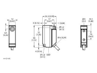 Ma�zeichnung Turck BI5U Q12 AP6X2 Sensor induktiv