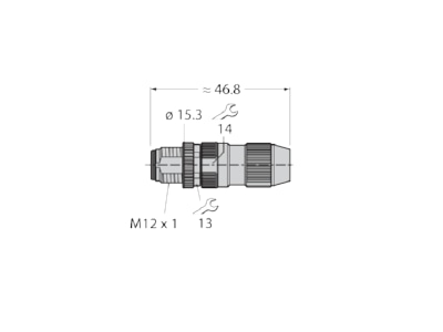 Dimensional drawing Turck HAS8141 0 Sensor actuator connector M12 4 p