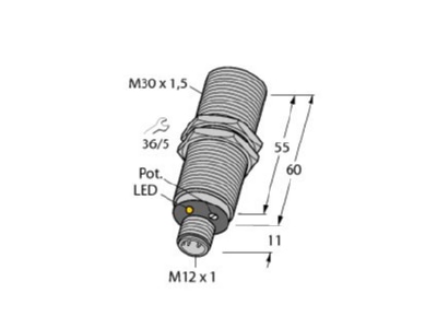 Dimensional drawing Turck BC10 M30K VP4X H1141 Capacitive proximity switch 10mm