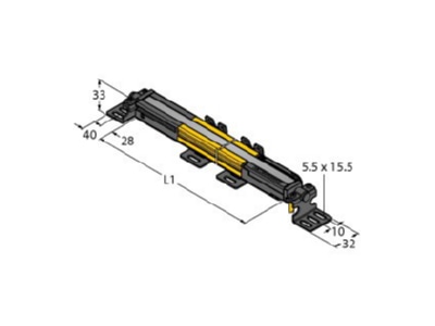 Dimensional drawing Turck SLPP25 1250P88 Light curtain 7m