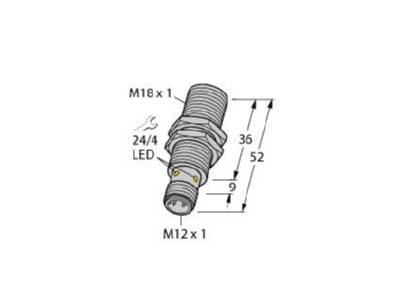Ma�zeichnung Turck BI5 M18 Y1X H1141 Sensor induktiv