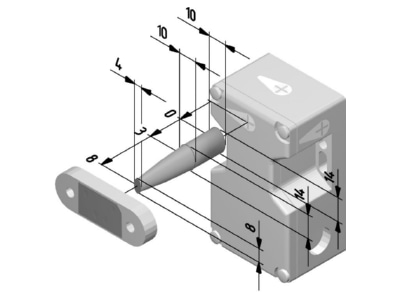 Dimensional drawing 1 Schmersal BNS 16 12ZV ST1 Transponder safety proximity switch 8mm

