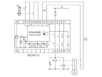 Connection diagram Schmersal SRB211ST  V2  Safety relay DC EN954 1 Cat 4