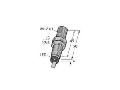 Dimensional drawing Turck BI4 M12 AN6X Inductive proximity switch 4mm