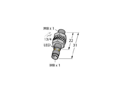Dimensional drawing Turck BI2 EG08K AN6X V1131 Inductive proximity switch 2mm