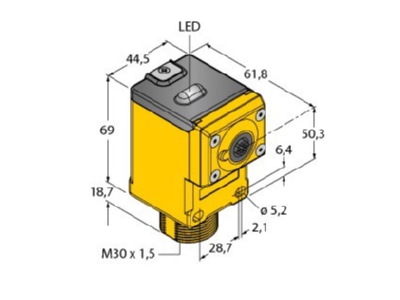Dimensional drawing Turck DX80N2Q45RD Energetic light scanner