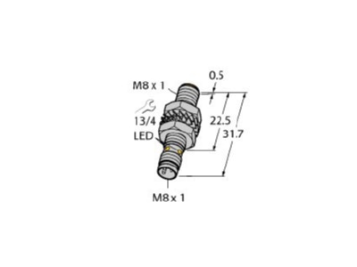 Dimensional drawing Turck BI2 M08K AP6X V1131 Inductive proximity switch 2mm