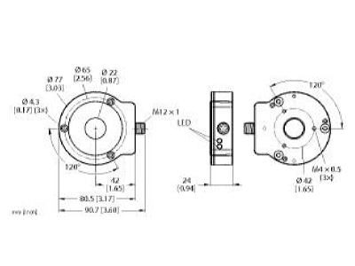 Dimensional drawing Turck 1590910 Incremental encoder 200 pulses