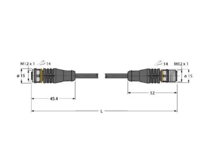 Mazeichnung Turck RKS12T 1 RSS12T TXL Verbindungsleitung PUR
