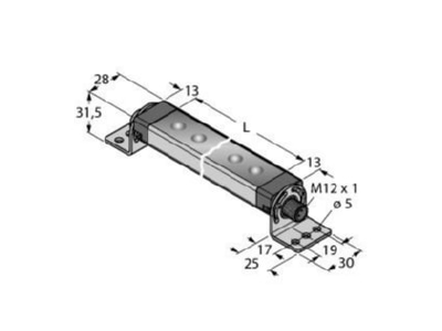 Dimensional drawing Turck WLS28 2XW285DSQ Batten luminaire LED not exchangeable