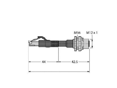 Mazeichnung 1 Turck RJ45S FKSDD 4416 2M Leitung fuer Industrial Ethernet   PROFINET