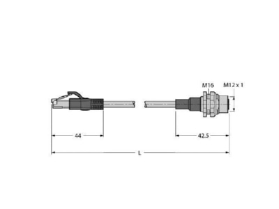 Mazeichnung 2 Turck RJ45S FKSDD 4416 2M Leitung fuer Industrial Ethernet   PROFINET