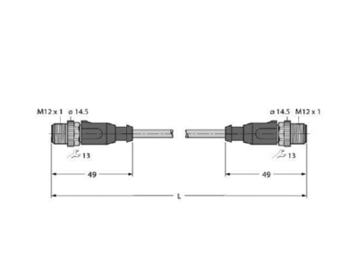 Dimensional drawing Turck RSSD RSSD 4416 0 3M Circular connector for field assembly