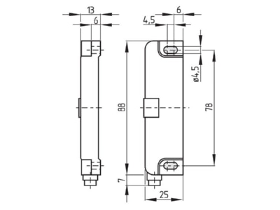 Dimensional drawing Schmersal BNS 36 02 01Z ST L Inductive proximity switch