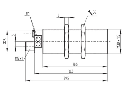 Dimensional drawing Schmersal CSS 11 30S D M ST Safety relay