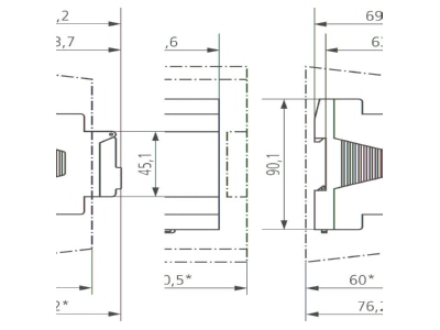 Dimensional drawing Theben LUNA 134 KNX EIB  KNX brightness sensor 