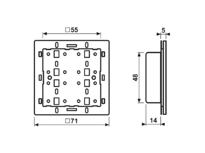 Dimensional drawing Jung FM 4002 M Remote control for switching device
