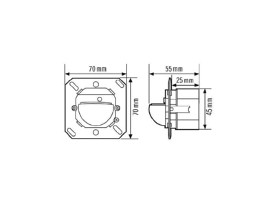 Mazeichnung ESYLUX PD C 180i 16 UC Wand Praesenzmelder 180 Grad  12 36V AC DC  weiss  PD C180i 16 UC
