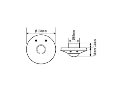 Mazeichnung ESYLUX PD ATMO 360i 8 T KNX EIB  KNX Decken Praesenzmelder mit Akkustiksensor und Temperaturmessung  360 Grad  weiss 