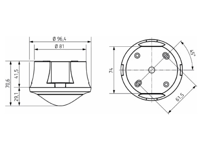 Dimensional drawing Theben theMovaS360 101AP WH Movement sensor 4m