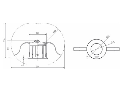 Dimensional drawing Theben 360 KNX DE WH EIB  KNX movement sensor 