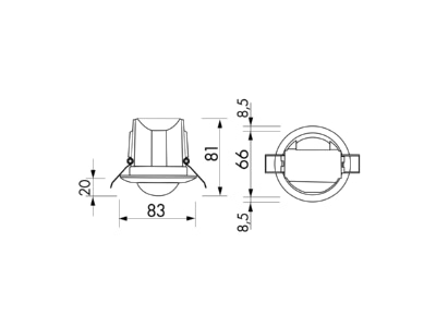 Dimensional drawing BEG PD3N 1C DE Movement sensor 360  6m
