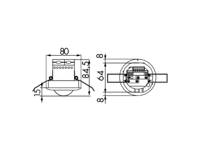 Dimensional drawing BEG PD2 M 2C DE Presence detector 360 
