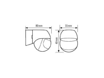 Dimensional drawing ESYLUX MD 180 Basic weiss Motion sensor complete white