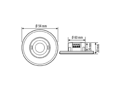 Mazeichnung ESYLUX PD FLAT  EP10451768 Decken Praesenzmelder UP  360 Grad PD FLAT360i 8 RB KNX