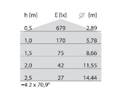 Cone diagram Performance in Light 303496 Luminaire for streets and places