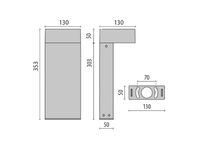 Dimensional drawing Performance in Light 304618 Luminaire bollard 1x11W