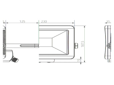 Dimensional drawing Theben theLeda B30L WH Downlight spot floodlight