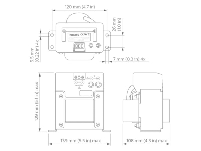 Mazeichnung Philips Licht LCU7725 00  72391300 Lichtregelsystemkomponente
