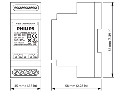 Mazeichnung 1 Philips Licht LFC7520  94754000 Lichtregelsystemkomponente