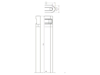 Mazeichnung Theben theLeda D B plus AL LED Poller Leuchte  lang  8 5 Watt  aluminium